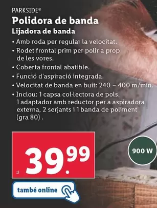 Oferta de Parkside - Lijadora De Banda  por 39,99€ en Lidl