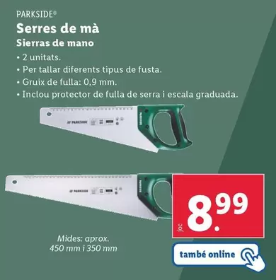 Oferta de Parkside - Sierras De Mano por 8,99€ en Lidl