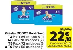 Oferta de Dodot - Pañales Bebé Seco por 22,1€ en Carrefour Market