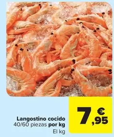 Oferta de Langostino Cocido por 7,95€ en Carrefour Market