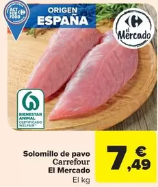 Oferta de Carrefour - El Mercado Solomillo De Pavo por 7,49€ en Carrefour Market