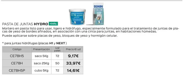 Oferta de Pasta De Juntas Hydro  por 9,17€ en Isolana