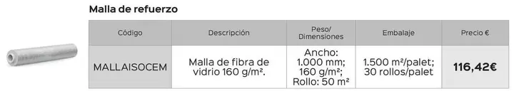 Oferta de Malla De Refuerzo por 116,42€ en Isolana