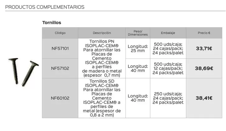 Oferta de Tornillos por 33,71€ en Isolana