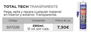 Oferta de Ceys - Total Tech Transparente por 7,3€ en Isolana