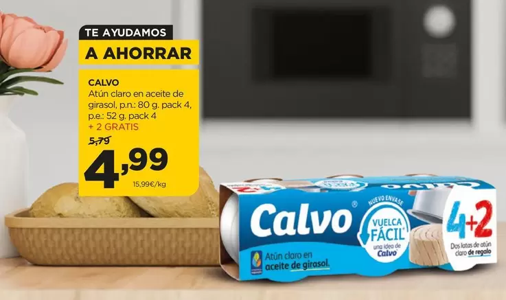 Oferta de Calvo - Atun Claro En Aceite De Girasol por 4,99€ en Alimerka