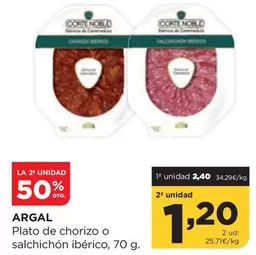 Oferta de Argal - Plato De Chorizo O Salchichon Iberico por 1,2€ en Alimerka