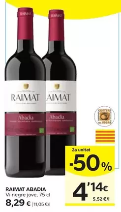 Oferta de Raimat Abadia - Vi Negre Jove por 8,29€ en Caprabo