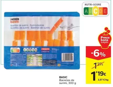 Oferta de Basic - Barretes De Surimi por 1,19€ en Caprabo