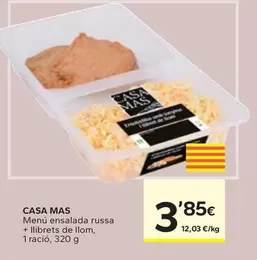 Oferta de Casa Mas - Menu Ensalada Russa + Llibrets De Llom por 3,85€ en Caprabo