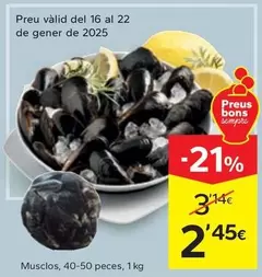 Oferta de Musclos, 40-50 Peces por 2,45€ en Caprabo