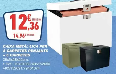 Oferta de Caixa Metal Lica Per A Carpetes Penjants + 5 Carpetes por 12,36€ en Bureau Vallée