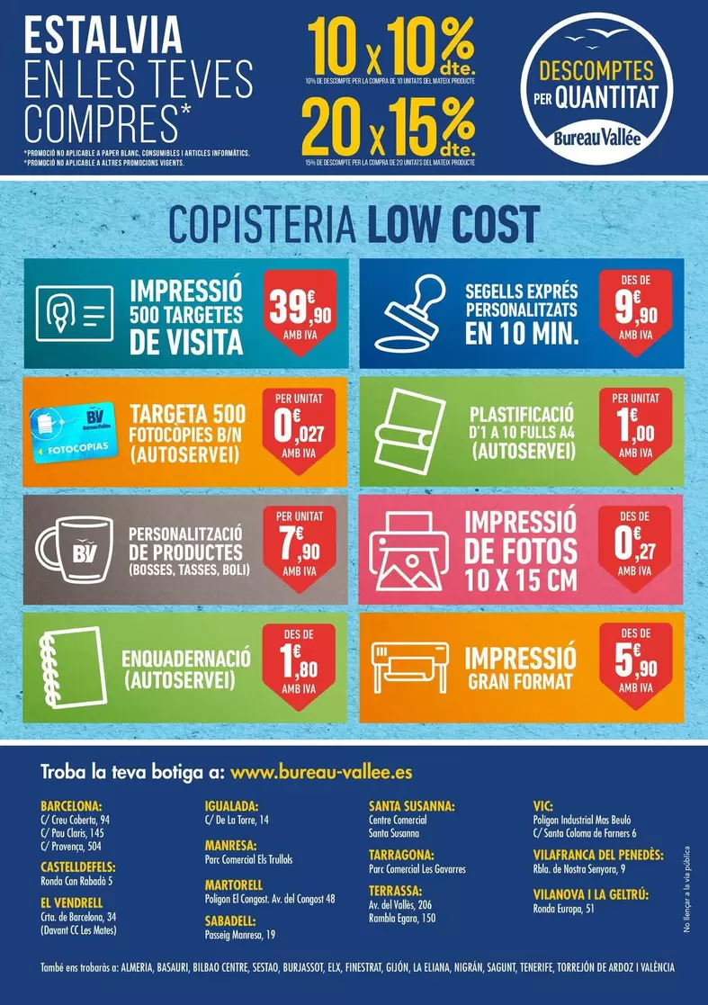 Oferta de Copisteria Low Cost en Bureau Vallée