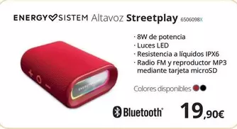 Oferta de Energy Sistem - Altavoz Streetplay  por 19,9€ en Ecomputer