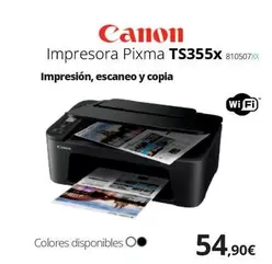 Oferta de Canon - Impresora Pixma Ts355x por 54,9€ en Ecomputer