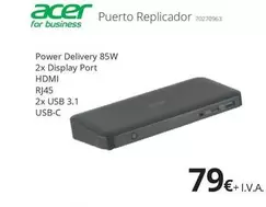 Oferta de Acer - Power Delivery 85w 2x Display Port HDMI por 79€ en Ecomputer