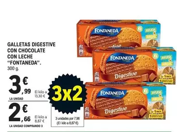 Oferta de Fontaneda - Galletas Digestive Con Chocolate Con Leche por 3,99€ en E.Leclerc