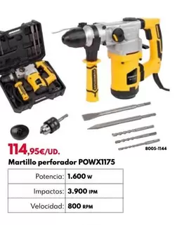 Oferta de Martillo Perforador POWX1175 por 114,95€ en BricoCentro