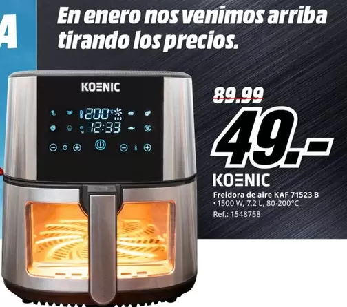 Oferta de Koenic - Freidora De Aire KAF 71523 B por 49€ en MediaMarkt