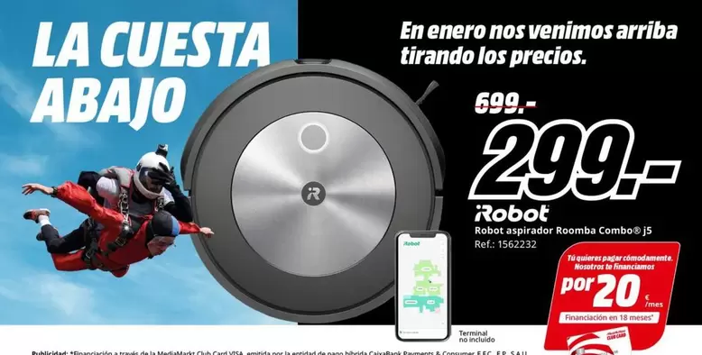 Oferta de Irobot - Robot Aspirador Roomba Combo J5 por 299€ en MediaMarkt