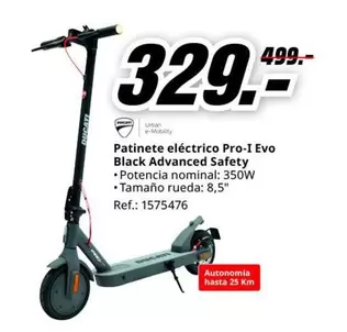 Oferta de Ducati - Patinete Eléctrico Pro-I Evo Black Advanced Safety por 329€ en MediaMarkt