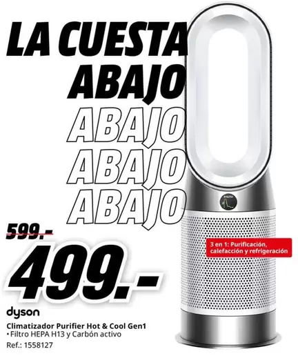 Oferta de Dyson - Climatizador Purifier Hot&Cool Gen 1 por 499€ en MediaMarkt