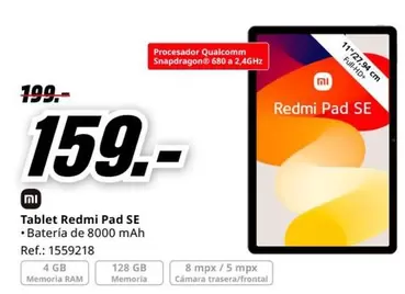 Oferta de Xiaomi - Tablet Redmi Pad Se por 159€ en MediaMarkt