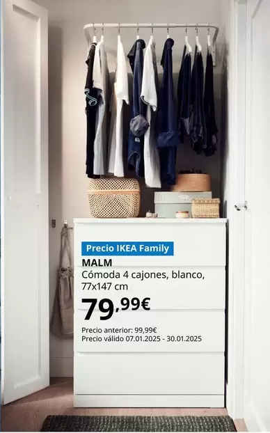 Oferta de Malm - Comoda 4 Cajones, Blanco por 79,99€ en IKEA