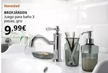 Oferta de Brofjarden - Juego Para Baño 3 Piezas, Gris por 9,99€ en IKEA