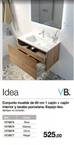 Oferta de VB - Conjunto Mueble De 80 Cm 1 Cajon + Cajon Interior Y Lavabo Porcelana. Espejo Isso por 525€ en Distriplac