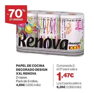 Oferta de Renova - Papel De Cocina Decorado Xxl por 4,89€ en Hipercor