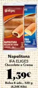 Oferta de Ifa Eliges - Napolitana Chocolate O Crema por 1,39€ en Gadis