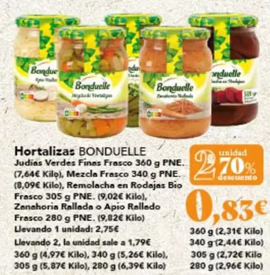 Oferta de Bonduelle - Hortalizas por 0,83€ en Gadis