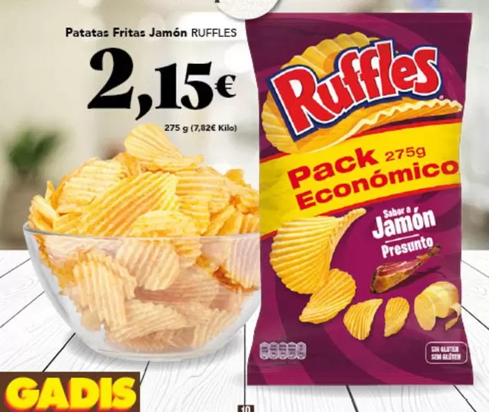 Oferta de Ruffles - Patatas Fritas Jamón por 2,15€ en Gadis