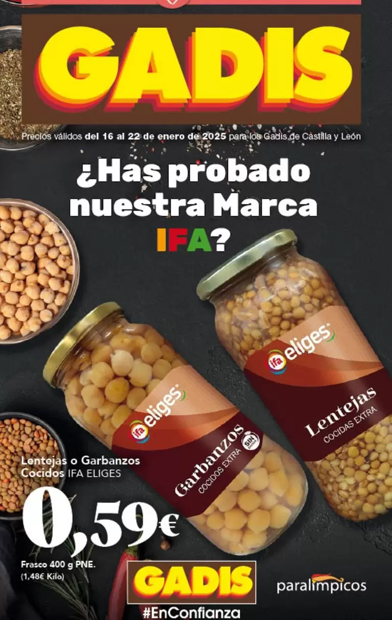 Oferta de Ifa Eliges - Lomos O Guibanzos Cocidos por 0,59€ en Gadis