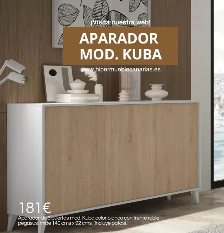 Oferta de Blanco - Aparador Mod. Kuba por 181€ en HiperMueble Canarias