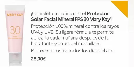 Oferta de Mary Kay - Protector Solar Facial Mineral FPS 30 por 28€ en Mary Kay