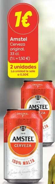 Oferta de Amstel - Cerveza Original por 1€ en Suma Supermercados