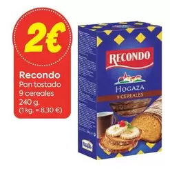 Oferta de Recondo - Pan Tostado 9 Cereales por 2€ en Suma Supermercados