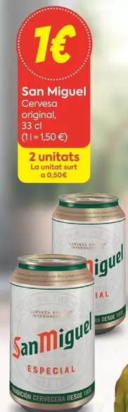 Oferta de San Miguel - Cerveza Original por 1€ en Suma Supermercados