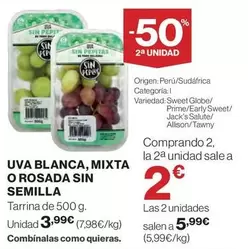 Oferta de Mixta - Uva Blanca,  O Rosada Sin Semilla por 3,99€ en Supercor