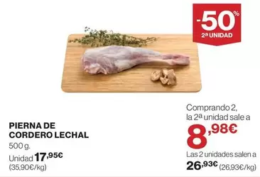 Oferta de Pierna De Cordero Lechal por 17,95€ en Supercor