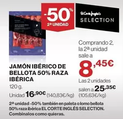 Oferta de Bellota - Jamón Ibérico De  50% Raza Ibérica por 16,9€ en Supercor