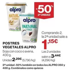 Oferta de Alpro - Postres Vegetales por 2,29€ en Supercor