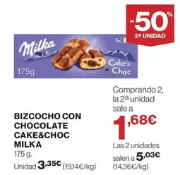 Oferta de Milka - Bizcocho Con Chocolate Cake&choc por 3,35€ en Supercor