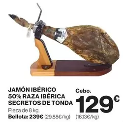 Oferta de Jamón Ibérico 50% Raza Ibérica por 129€ en Supercor