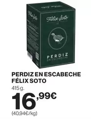 Oferta de Felix - Perdiz En Escabeche Félix Soto por 16,99€ en Supercor