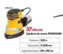 Oferta de Lijadora De Mano POWX0481 por 37,95€ en BricoCentro