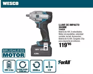 Oferta de Wesco - Llave De Impacto 300mm por 119,95€ en ferrOkey