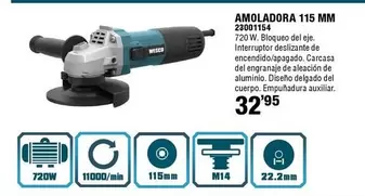 Oferta de Wesco - Amoladora 115 Mm por 32,95€ en ferrOkey